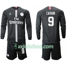 Fotbalové dresy Paris Saint-Germain CAVANI 9 Jodan Černá Dětské Alternativní Dres 2018/19 Dlouhý Rukáv